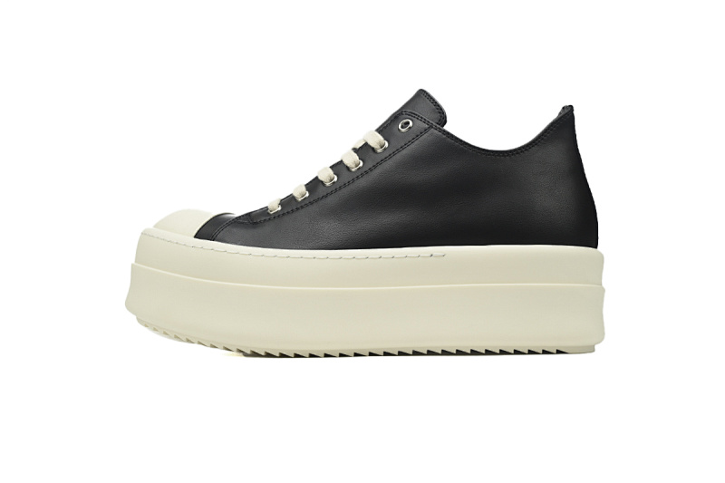 【DA0ET】RO厚底皮面低帮西瓜头 里克•欧文斯低帮休闲鞋 RICK OWENS/RO Black and White