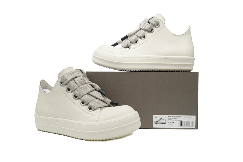 【DA7ET】RO全白粗鞋带 里克•欧文斯低帮休闲鞋 RICK OWENS/RO White