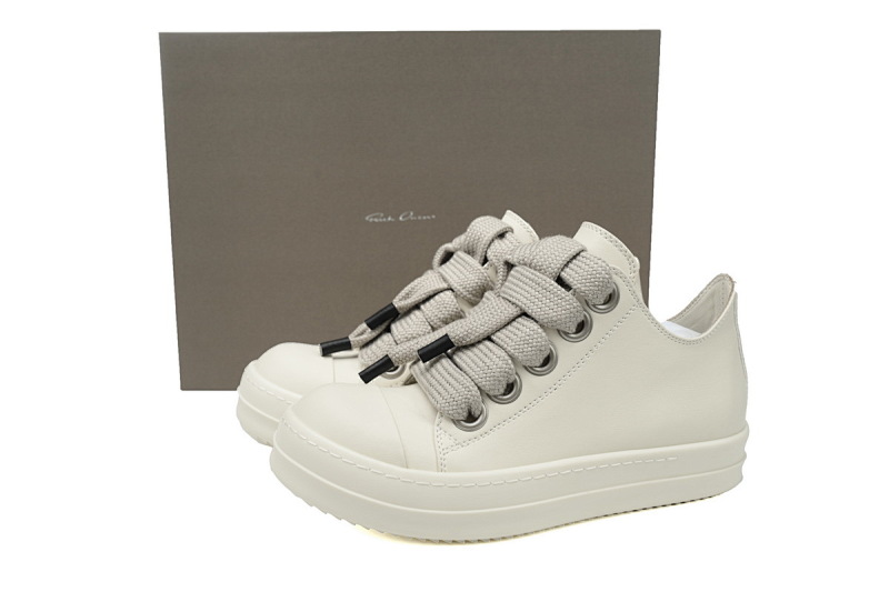 【DA7ET】RO全白粗鞋带 里克•欧文斯低帮休闲鞋 RICK OWENS/RO White