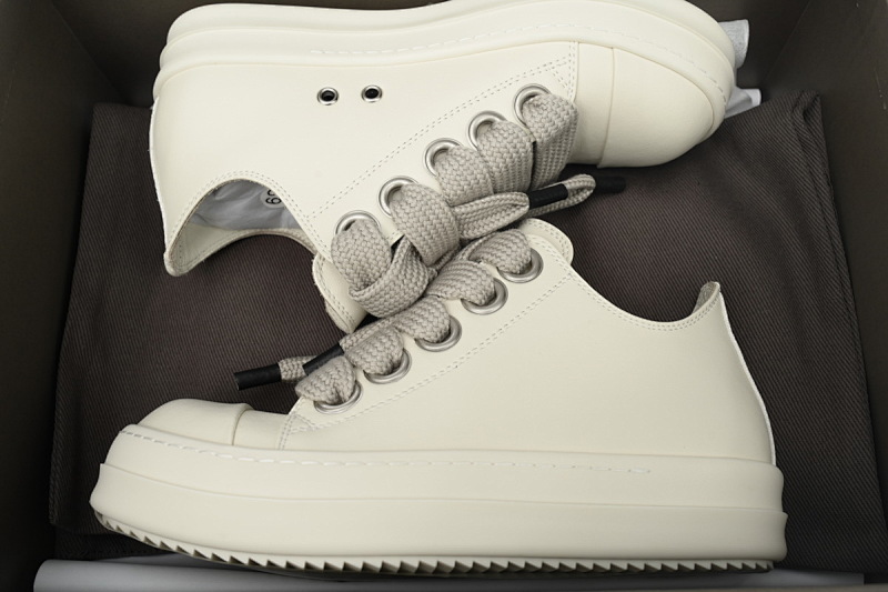 【DA7ET】RO全白粗鞋带 里克•欧文斯低帮休闲鞋 RICK OWENS/RO White