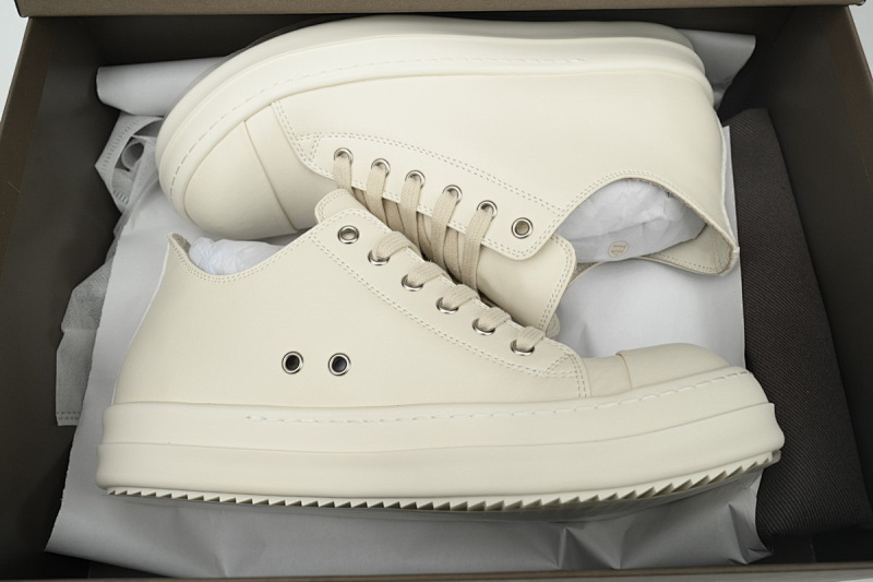 【DA7ET】RO西瓜头低帮全白 里克•欧文斯低帮休闲鞋 RICK OWENS/RO White