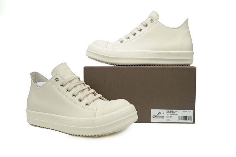 【DA7ET】RO西瓜头低帮全白 里克•欧文斯低帮休闲鞋 RICK OWENS/RO White