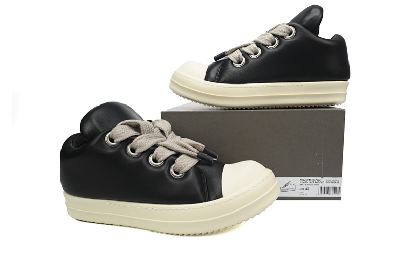 【EA5ET】RO西瓜头面包鞋 里克•欧文斯低帮休闲鞋 Rick Owens Luxor Jumbo Padded Low 'Black Milk'