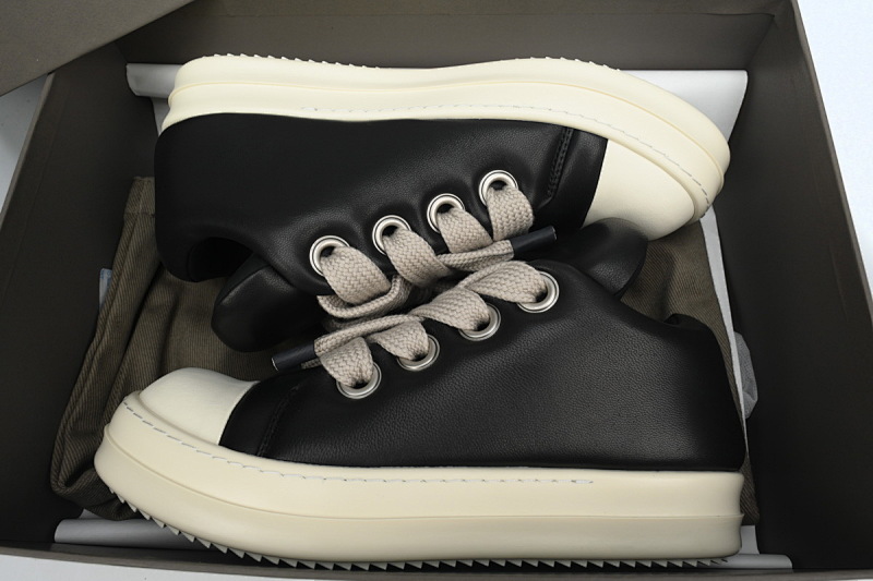 【EA5ET】RO西瓜头面包鞋 里克•欧文斯低帮休闲鞋 Rick Owens Luxor Jumbo Padded Low 'Black Milk'
