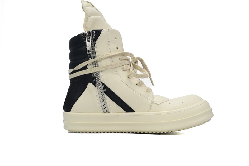 【EA5ET】RO高帮倒三角白黑 里克•欧文斯高帮休闲鞋 Rick Owens Luxor Geobasket High 'Milk Black'