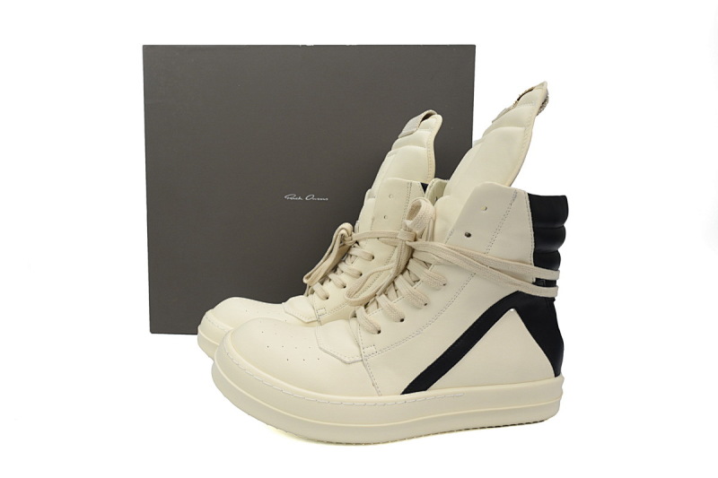 【EA5ET】RO高帮倒三角白黑 里克•欧文斯高帮休闲鞋 Rick Owens Luxor Geobasket High 'Milk Black'