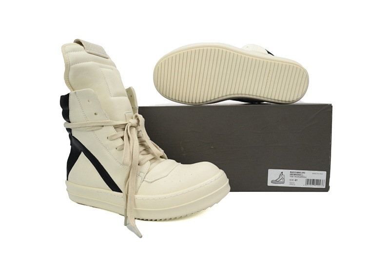 【EA5ET】RO高帮倒三角白黑 里克•欧文斯高帮休闲鞋 Rick Owens Luxor Geobasket High 'Milk Black'