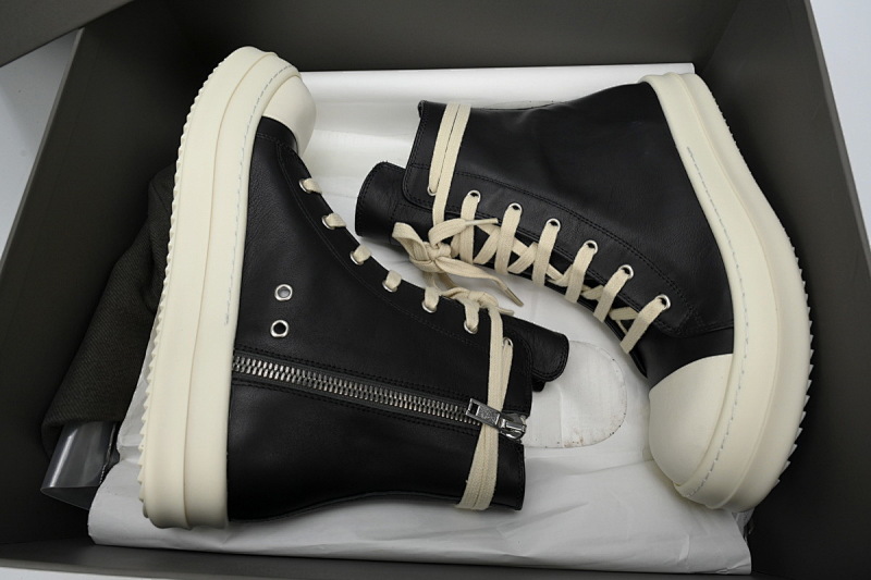 【EA5ET】RO西瓜头高帮黑皮 里克•欧文斯高帮休闲鞋 RICK OWENS/RO Phlegethon