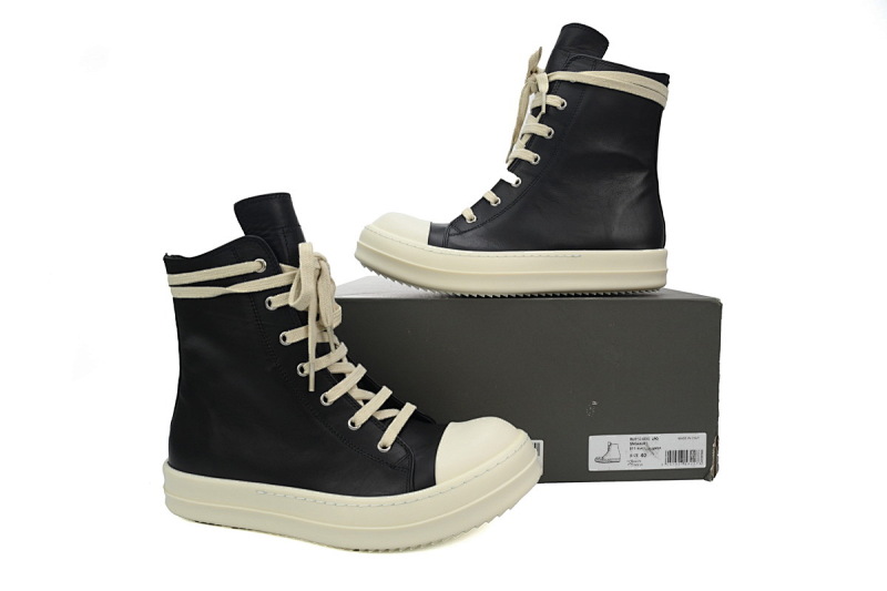 【EA5ET】RO西瓜头高帮黑皮 里克•欧文斯高帮休闲鞋 RICK OWENS/RO Phlegethon