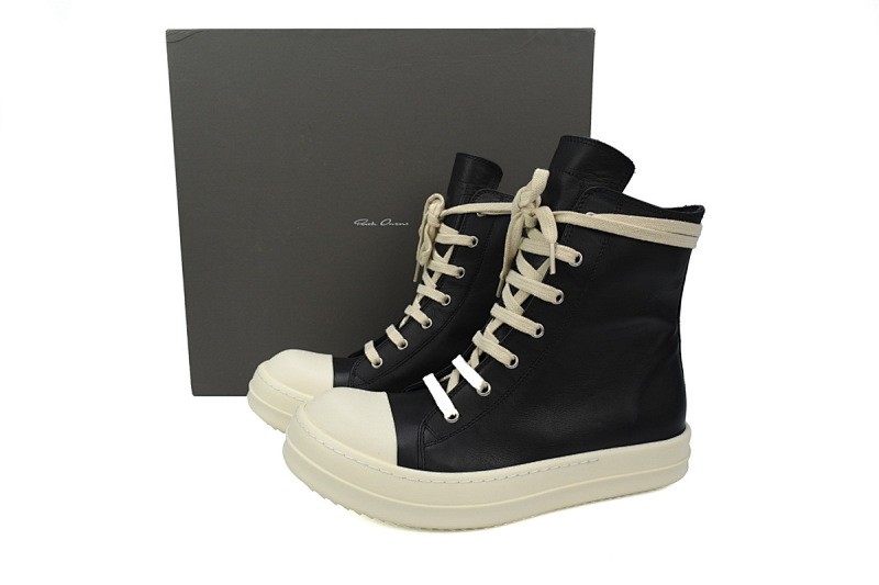 【EA5ET】RO西瓜头高帮黑皮 里克•欧文斯高帮休闲鞋 RICK OWENS/RO Phlegethon