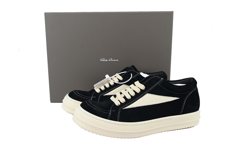 【DA7HZ】RO绒面黑白 里克•欧文斯低帮休闲鞋 Rick Owens Suede Vintage 'Black Milk White’