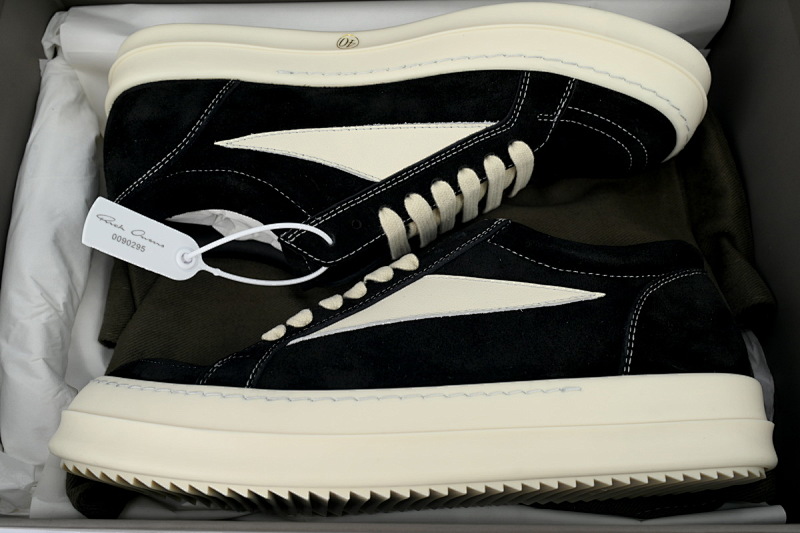 【DA7HZ】RO绒面黑白 里克•欧文斯低帮休闲鞋 Rick Owens Suede Vintage 'Black Milk White’