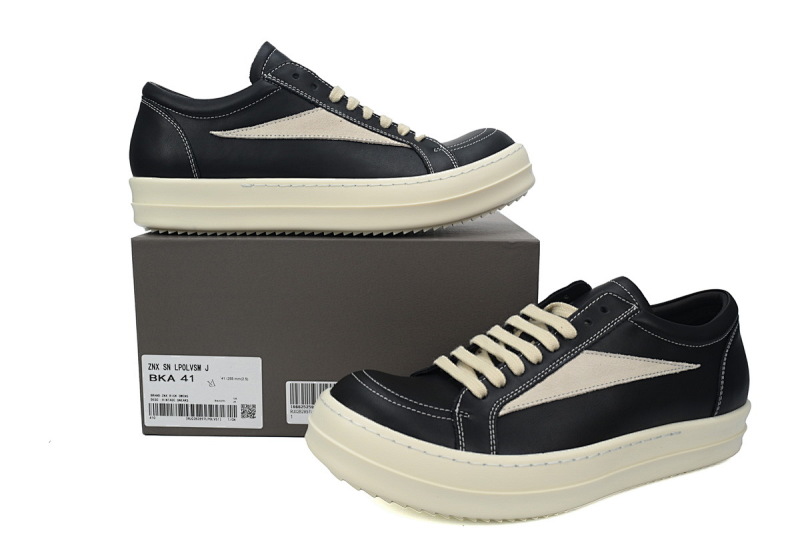 yupoo_311852_4ed344a8.jpg 【DA7HZ】RO黑白皮面 里克•欧文斯低帮休闲鞋 Rick Owens Strobe Vintage Low 'Black Milk'