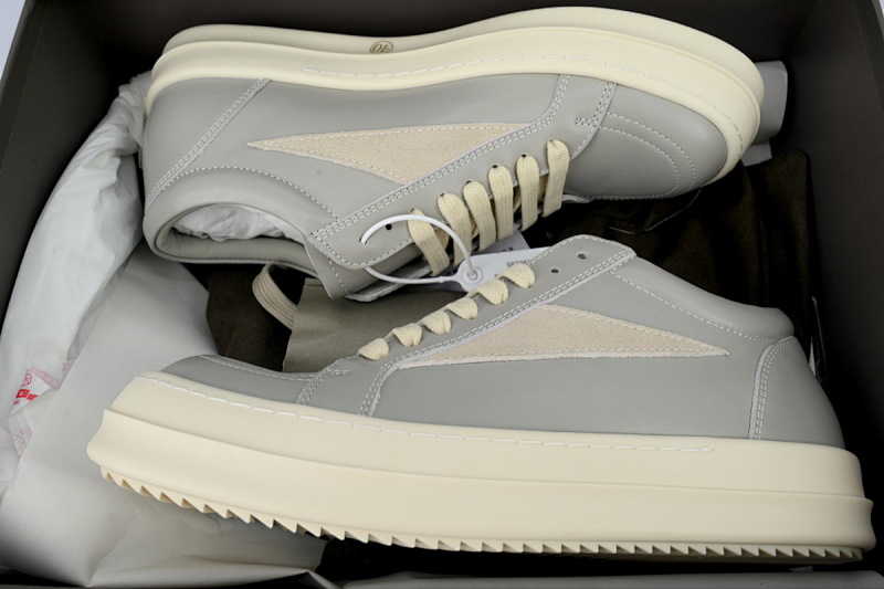 【DA7HZ】RO皮纳多灰 里克•欧文斯低帮休闲鞋 Rick Owens Lido Vintage Leather Sneakers