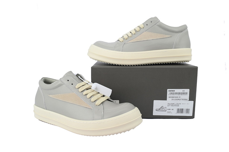 【DA7HZ】RO皮纳多灰 里克•欧文斯低帮休闲鞋 Rick Owens Lido Vintage Leather Sneakers