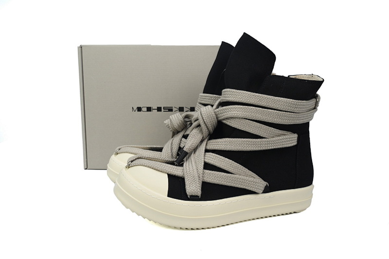 【DA0ET】RO黑白帆布五芒星 里克•欧文斯高帮休闲鞋 Rick Owens DRKSHDW Luxor Hexa High 'Black Milk'