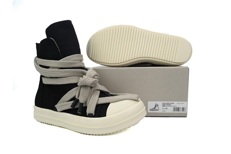【DA0ET】RO黑白帆布五芒星 里克•欧文斯高帮休闲鞋 Rick Owens DRKSHDW Luxor Hexa High 'Black Milk'