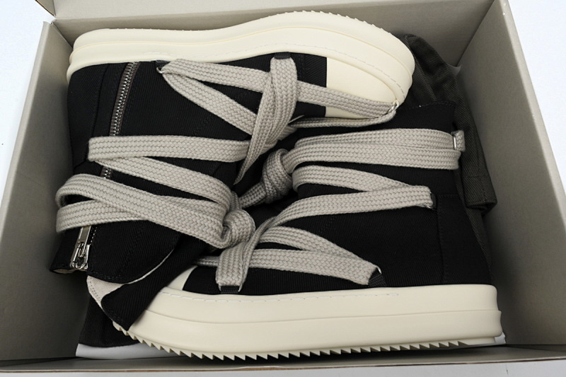 【DA0ET】RO黑白帆布五芒星 里克•欧文斯高帮休闲鞋 Rick Owens DRKSHDW Luxor Hexa High 'Black Milk'