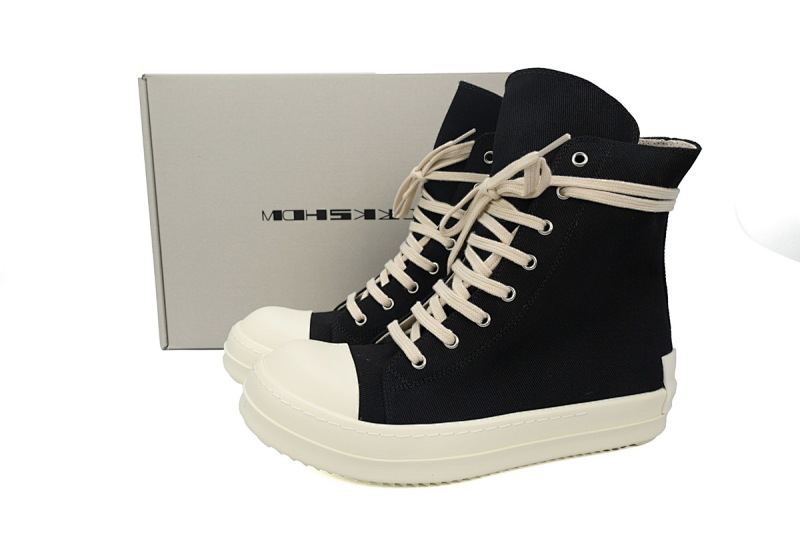 【DA0ET】RO西瓜头高帮帆布 里克•欧文斯高帮休闲鞋 Rick Owens DRKSHDW Gethsemane High 'Black Milk'