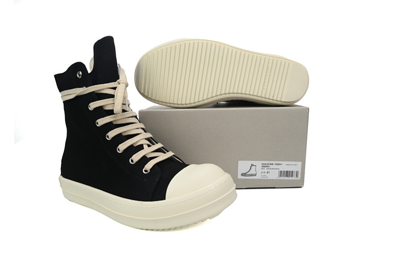 【DA0ET】RO西瓜头高帮帆布 里克•欧文斯高帮休闲鞋 Rick Owens DRKSHDW Gethsemane High 'Black Milk'
