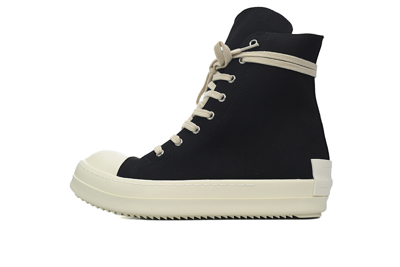 【DA0ET】RO西瓜头高帮帆布 里克•欧文斯高帮休闲鞋 Rick Owens DRKSHDW Gethsemane High 'Black Milk'