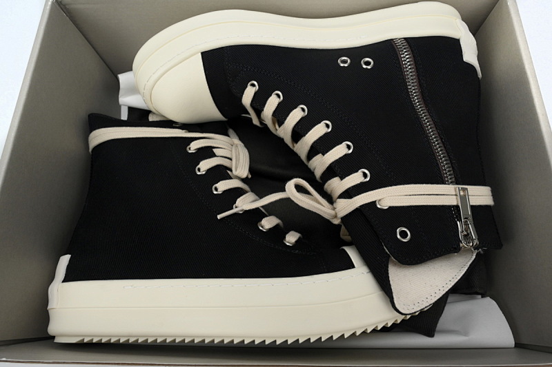 【DA0ET】RO西瓜头高帮帆布 里克•欧文斯高帮休闲鞋 Rick Owens DRKSHDW Gethsemane High 'Black Milk'