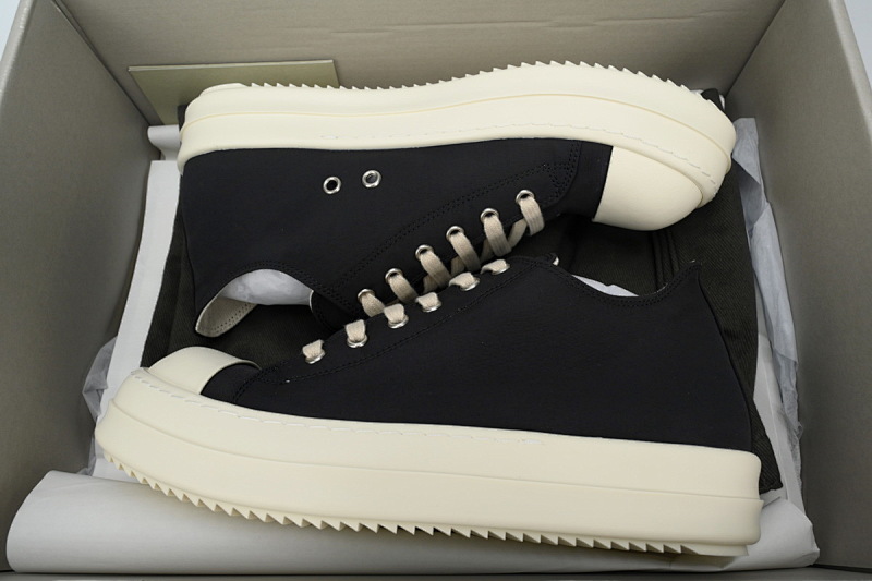 【DA7ET】RO西瓜头布面 里克•欧文斯低帮休闲鞋 Rick Owens Lido DRKSHDW Low 'Black Milk'