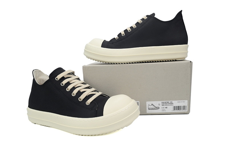 【DA7ET】RO西瓜头布面 里克•欧文斯低帮休闲鞋 Rick Owens Lido DRKSHDW Low 'Black Milk'