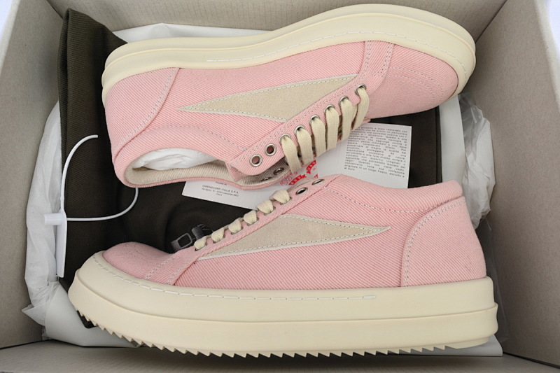 【DA7HZ】RO帆布粉 里克•欧文斯低帮休闲鞋 Rick Owens Wmns EDFU Vintage Low 'Faded Pink'