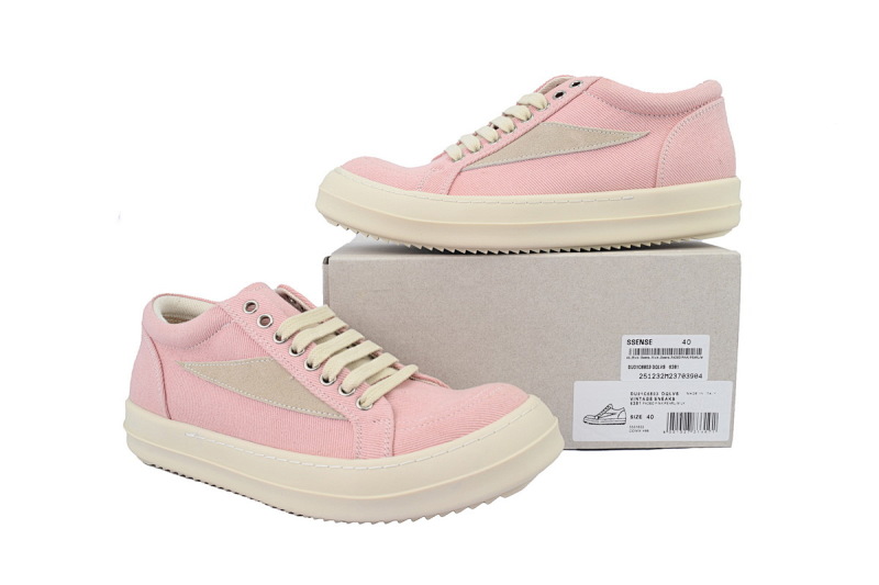 【DA7HZ】RO帆布粉 里克•欧文斯低帮休闲鞋 Rick Owens Wmns EDFU Vintage Low 'Faded Pink'