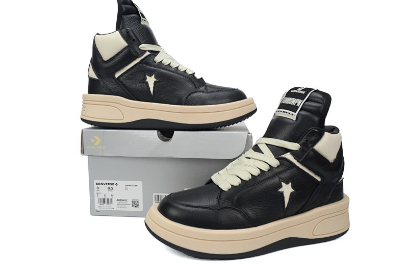 【DA7ET】RO匡威黑白 里克•欧文斯高帮休闲鞋 A03945C Rick Owens DRKSHDWxConverseTURBOWPN