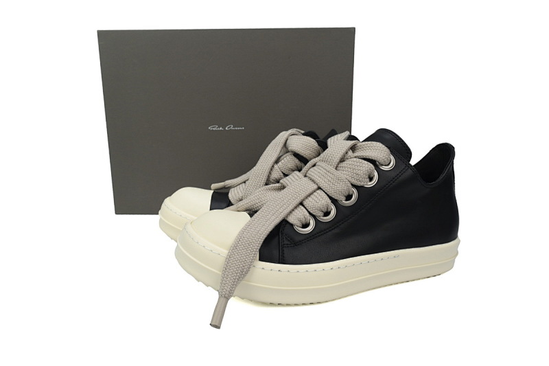 【DA7ET】RO西瓜头粗鞋带 里克•欧文斯低帮休闲鞋 RICK OWENS/RO Black and White