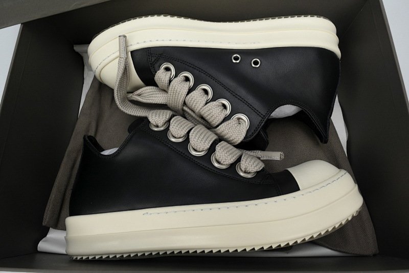 【DA7ET】RO西瓜头粗鞋带 里克•欧文斯低帮休闲鞋 RICK OWENS/RO Black and White