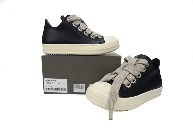 【DA7ET】RO西瓜头粗鞋带 里克•欧文斯低帮休闲鞋 RICK OWENS/RO Black and White