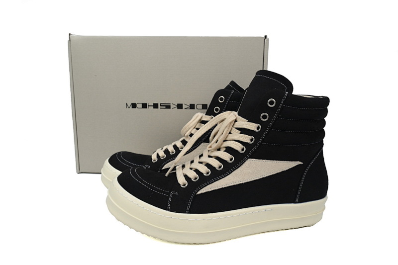 【DA0ET】帆布万斯高帮 里克•欧文斯高帮休闲鞋 RICK OWENS/RO Black