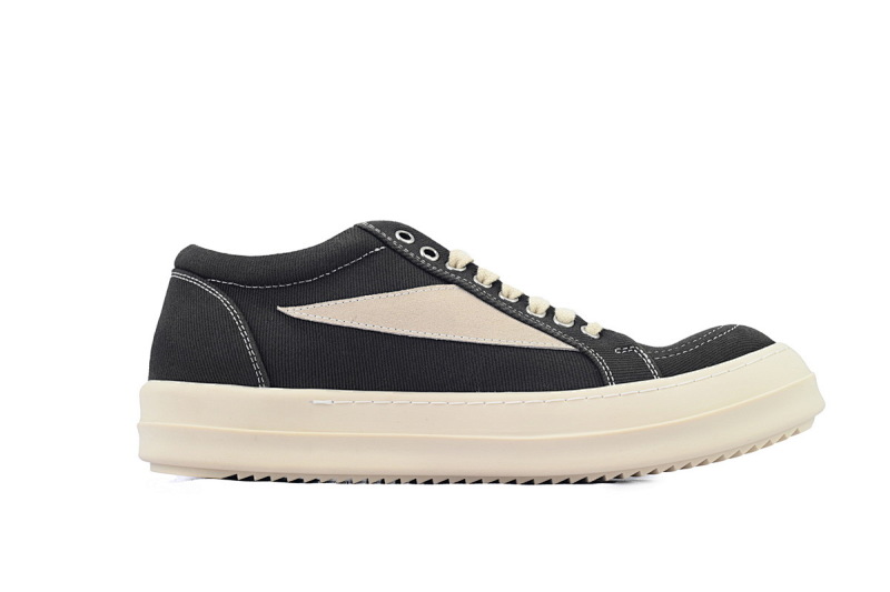 【DA7HZ】RO帆布黑白 里克•欧文斯低帮休闲鞋 Rick Owens DRKSHDW  Black and White