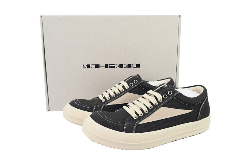 【DA7HZ】RO帆布黑白 里克•欧文斯低帮休闲鞋 Rick Owens DRKSHDW  Black and White