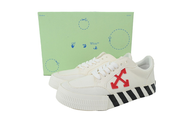 【BP5MI】白红  OFF-WHITE Vulc Low White 低帮时尚板鞋 OMIA085R20D330500129 Off-White Vulc White Red