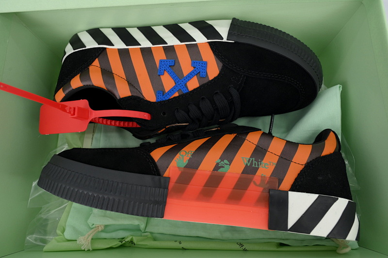 【BP5MI】黑蓝 OFF-WHITE Vulc Low White 低帮时尚板鞋 OMIA085R20C210181930 Off-White Vulc Sneaker 'Black Blue '