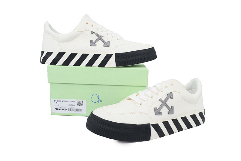 【BP5MI】白灰 OFF-WHITE Vulc Low White 低帮 时尚板鞋 OMIA085F21FAB0010155 Off-White Vulc Sneaker 'White Grey'