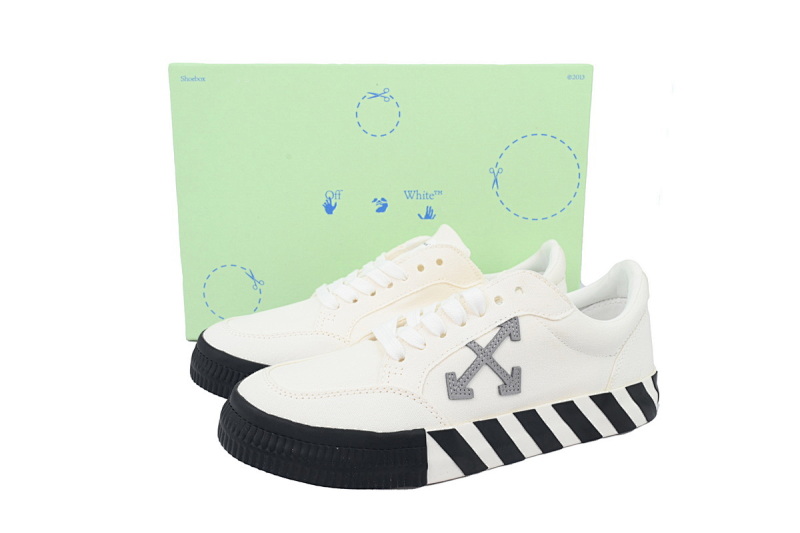 【BP5MI】白灰 OFF-WHITE Vulc Low White 低帮 时尚板鞋 OMIA085F21FAB0010155 Off-White Vulc Sneaker 'White Grey'