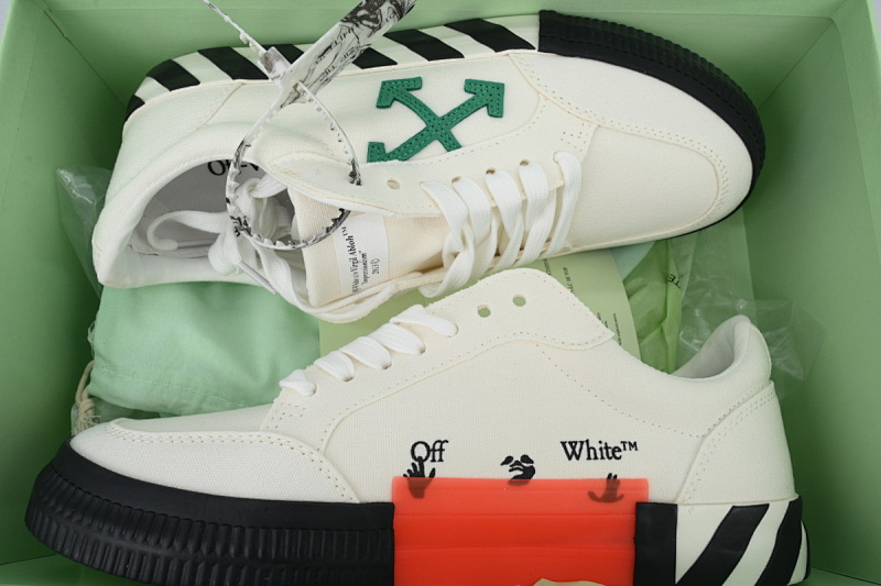 【BP5MI】白绿 OFF-WHITE Vulc Low White 低帮 时尚板鞋 OMIA085F22FAB0010155 Off-White Vulc Sneaker 'White Green'