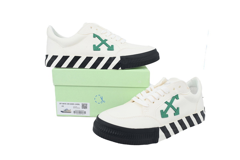 【BP5MI】白绿 OFF-WHITE Vulc Low White 低帮 时尚板鞋 OMIA085F22FAB0010155 Off-White Vulc Sneaker 'White Green'
