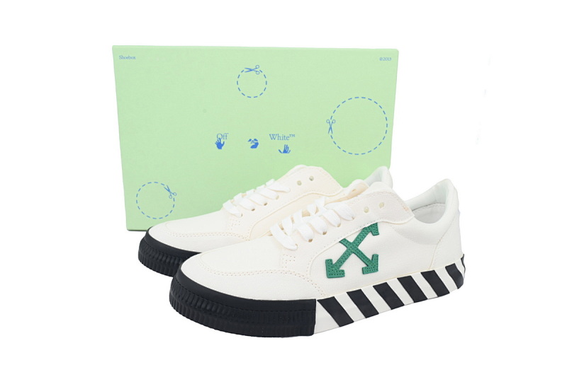 【BP5MI】白绿 OFF-WHITE Vulc Low White 低帮 时尚板鞋 OMIA085F22FAB0010155 Off-White Vulc Sneaker 'White Green'