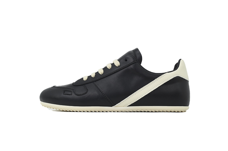 【DA7ET】RO德训黑色 小牛皮 圆头系带 生活休闲鞋  RICK OWENS/RO De Xun Black
