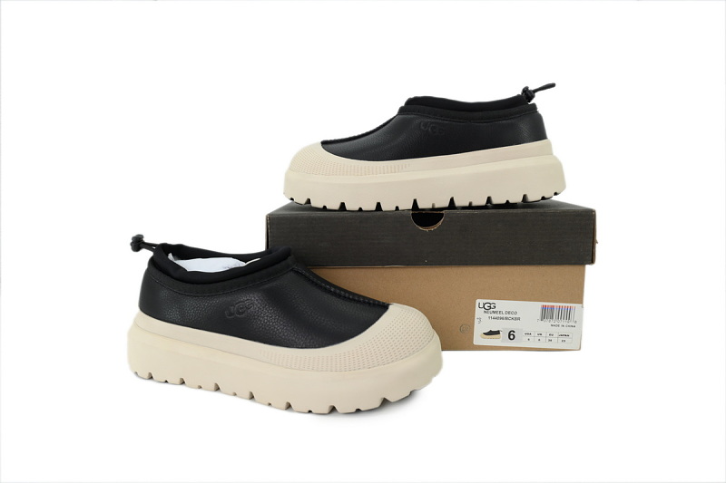 【BA9AP】纽姆低邦黑色皮 UGG 包头套脚休闲鞋 1144096 UGG Baotou Foot Cover Casual Shoes Black Leather