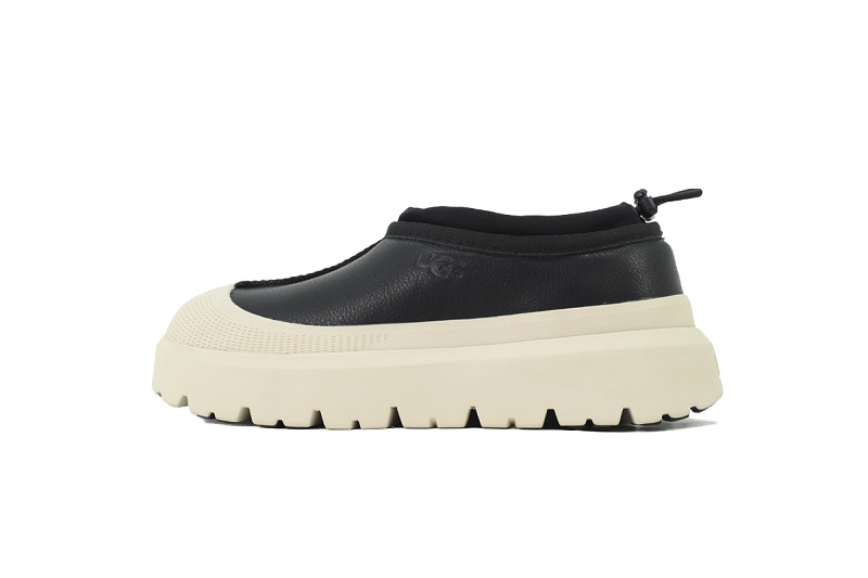 【BA9AP】纽姆低邦黑色皮 UGG 包头套脚休闲鞋 1144096 UGG Baotou Foot Cover Casual Shoes Black Leather