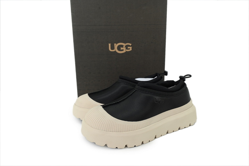 【BA9AP】纽姆低邦黑色皮 UGG 包头套脚休闲鞋 1144096 UGG Baotou Foot Cover Casual Shoes Black Leather
