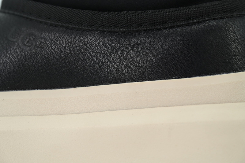 【BA9AP】纽姆低邦黑色皮 UGG 包头套脚休闲鞋 1144096 UGG Baotou Foot Cover Casual Shoes Black Leather