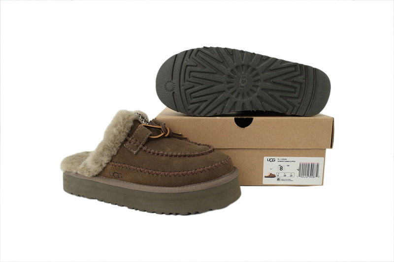 【BA2AP】阿尔派半托胡桃木 UGG 包头增高保暖厚底鞋 1158260 UGG Disquette Alpine Slipper walnut wood